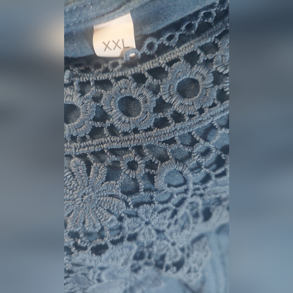 Modlily Blue Lace Patchwork Solid Crinkle Chest B… - image 3